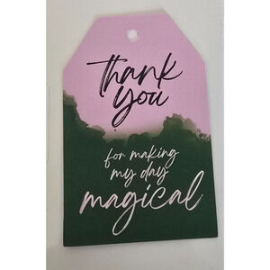 Honoson 100 Piece Thank You Magical Day Tags with String 3" x 2" Purple & Black